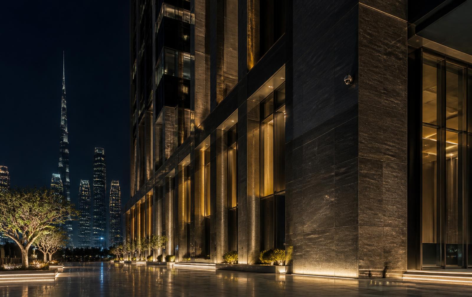 Corporate building protected by an integrated security system